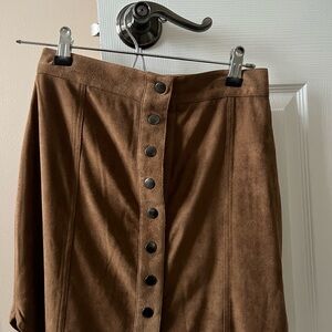 BB Dakota Tan Button-Front A-Line Skirt